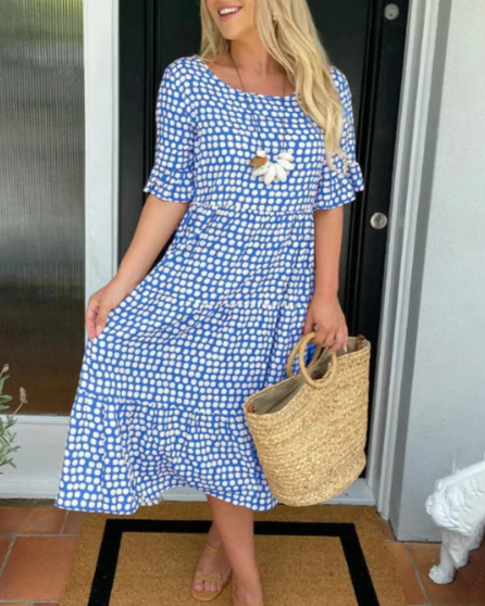 Emma Rüdesheim | Midi-Kleid mit Kurzen Ärmeln in Sand