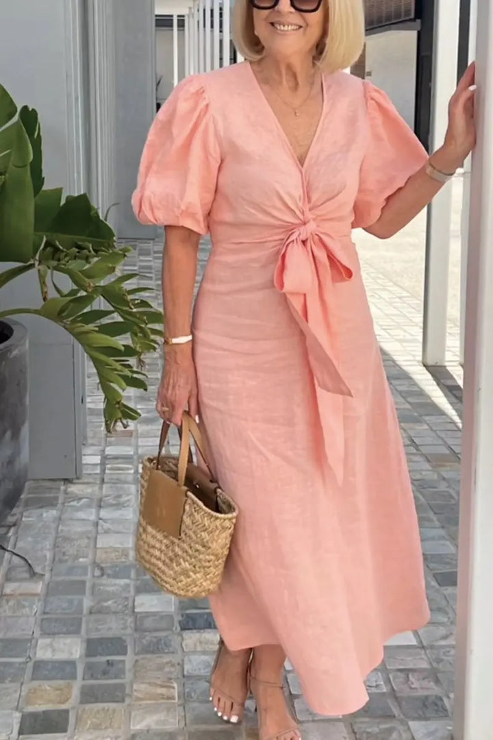 Cornelia Potsdam | Elegantes Midi-Kleid mit V-Ausschnitt