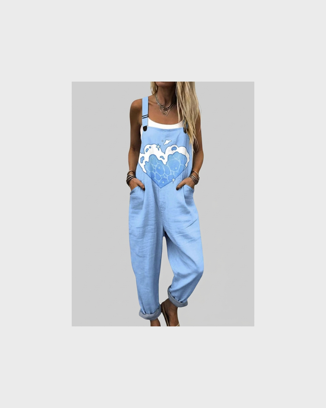 Almut Baden-Baden | Latzhose mit Herz-Motiv Hellblau