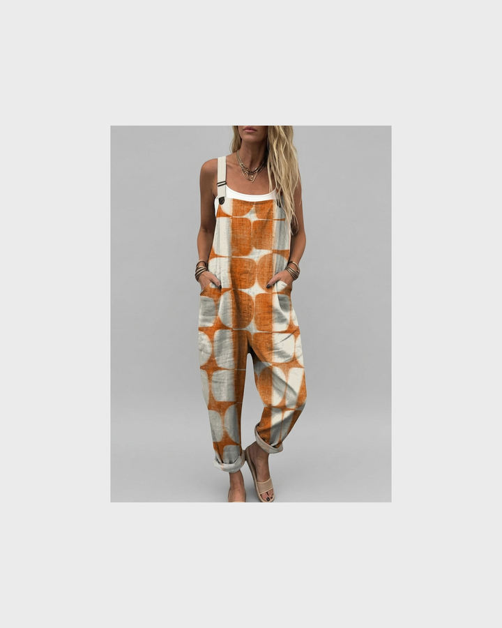 Almut Marburg | Latzhose mit Batik-Kreisen Orange