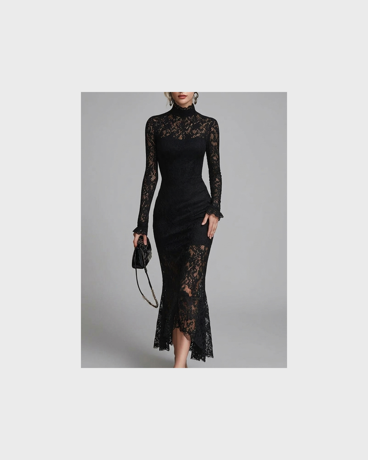 Anna Stralsund | Elegantes Maxikleid mit Ausgestelltem Spitzenrock