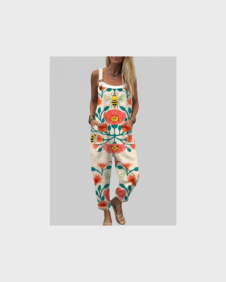 Brunhild Schwerin | Latzhose mit Mohnblumen und Bienen
