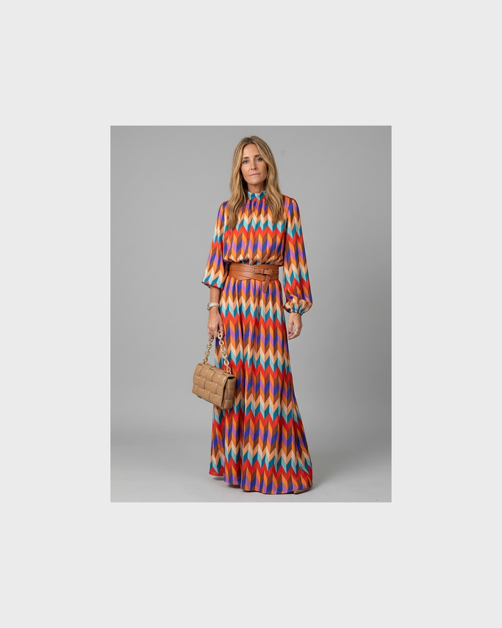 Brunhild Stralsund | Cassandra  Vibrante Geometrische Kleid