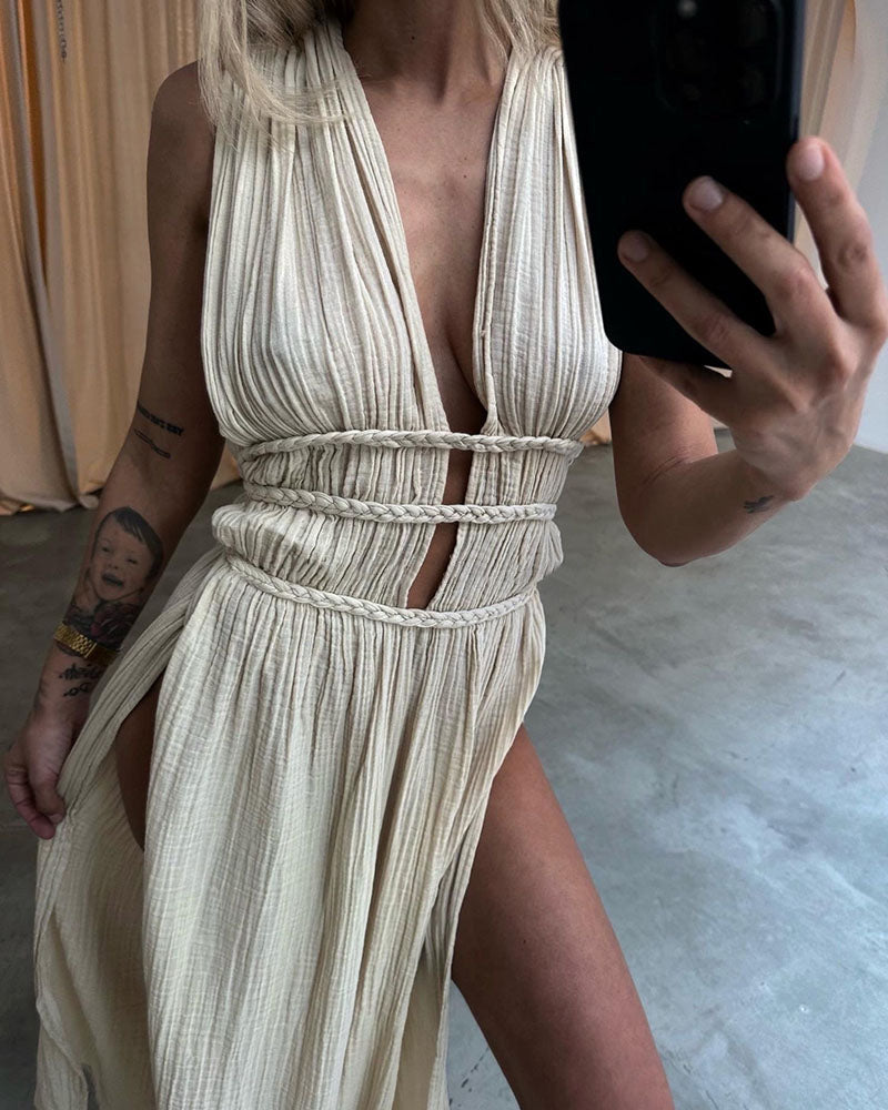Theresa Wernigerode | Texturiertes Kleid mit Schlitz