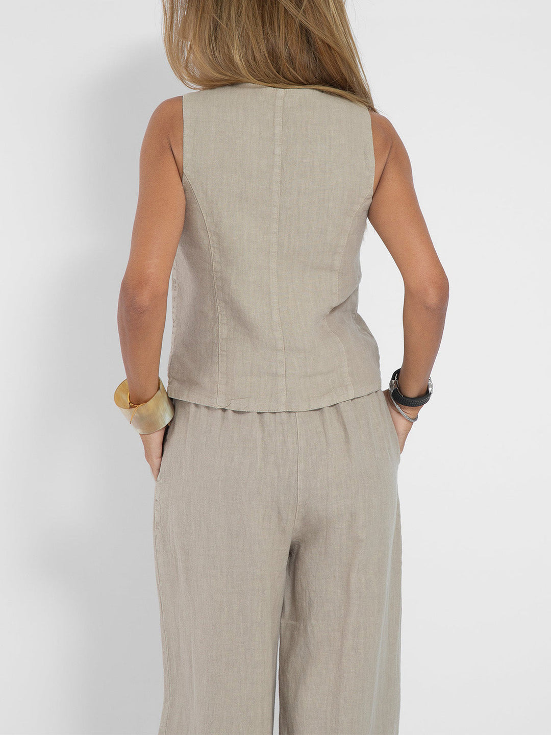 Charlotte Worms | Ensemble Gilet mit Knöpfen & Weite Hose