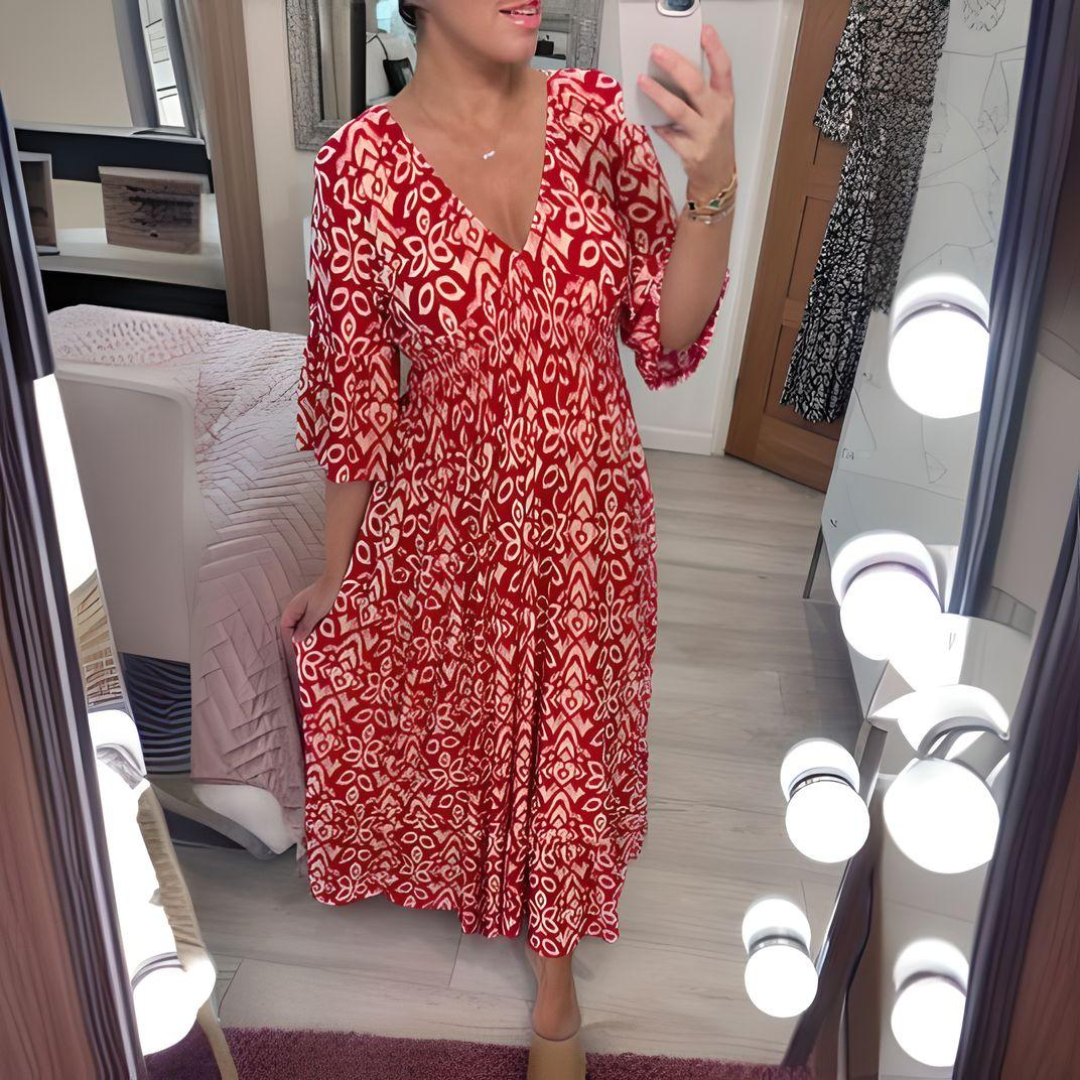 Marlene Wismar | Bedrucktes Boho-Kleid in Rot