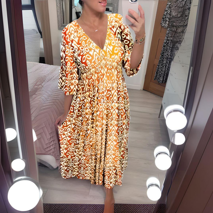 Marlene Wismar | Bedrucktes Boho-Kleid in Rot