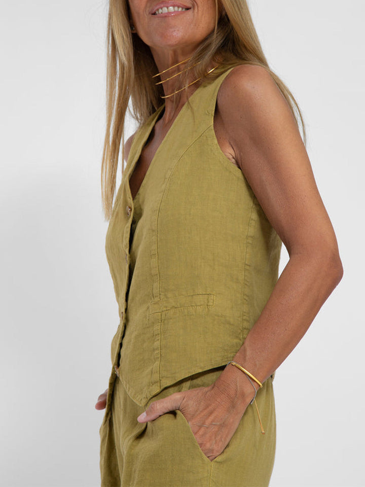 Charlotte Worms | Ensemble Gilet mit Knöpfen & Weite Hose