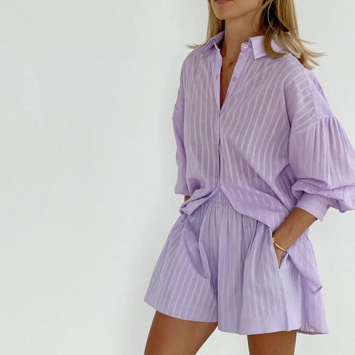 Greta Celle | Ensemble mit Knopfleiste und Luftigen Shorts