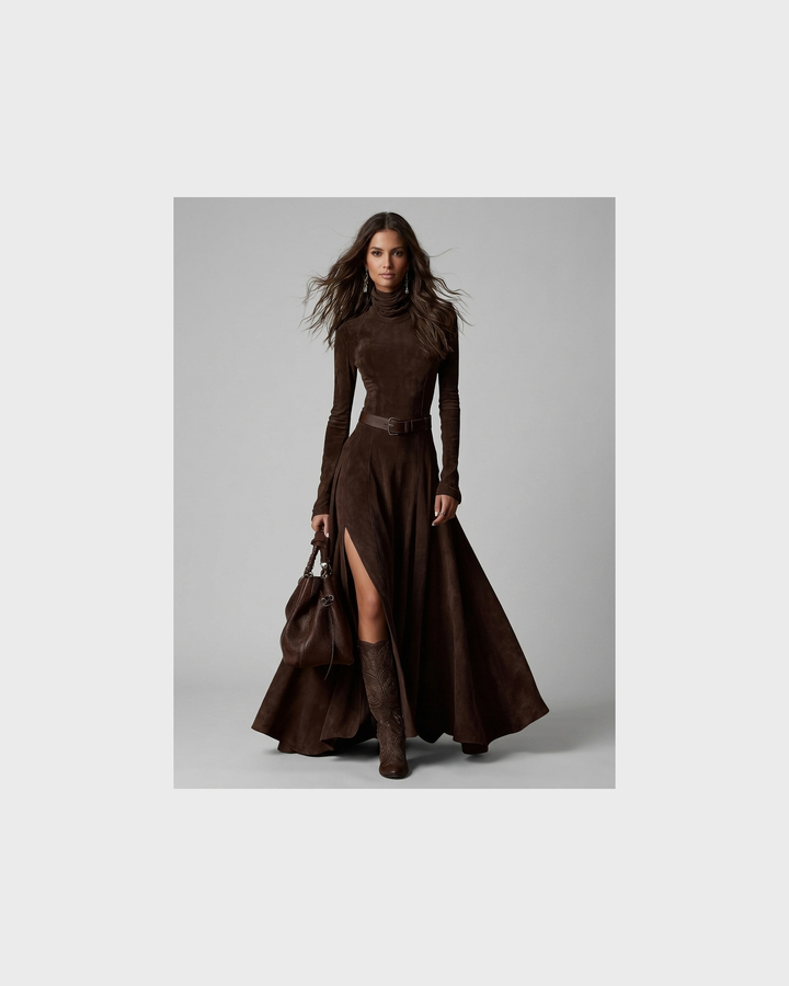 Elise Konstanz | Elegantes Langes Kleid mit Inkludiertem Gürtel