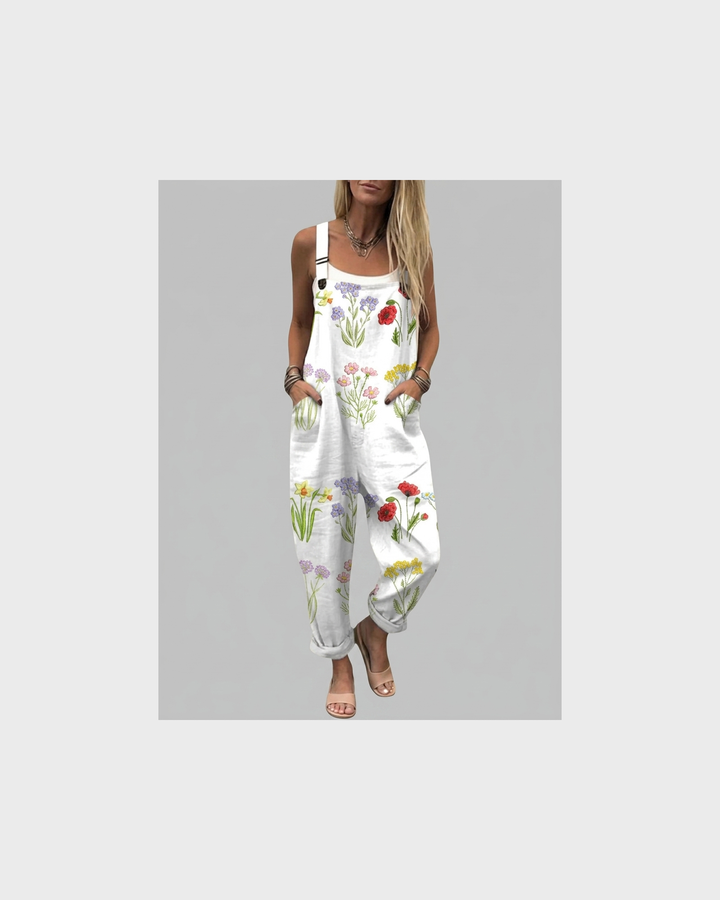 Elise Passau | Latzhose mit Wildblumenwiese Weiß