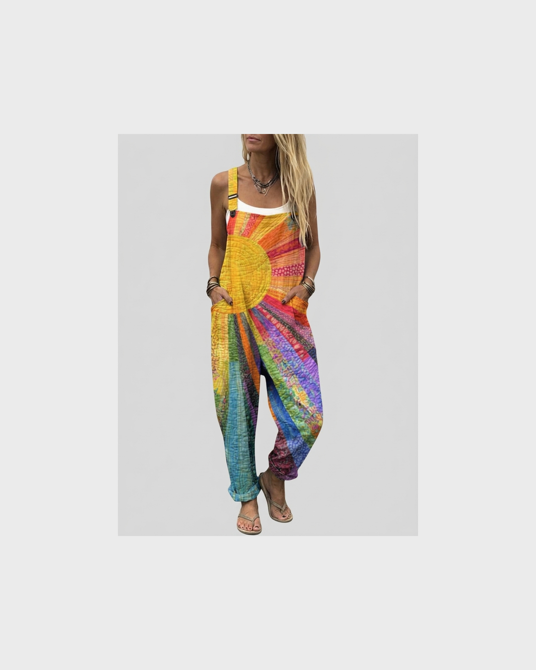 Elise Quedlinburg | Bunte Latzhose Sonne Batik