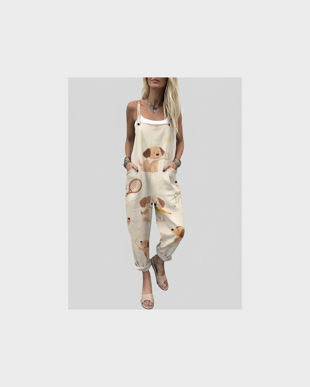 Elise Stralsund | Latzhose mit Hundemotiv Creme