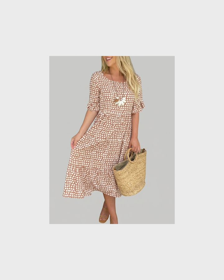 Emma Rüdesheim | Midi-Kleid mit Kurzen Ärmeln in Sand