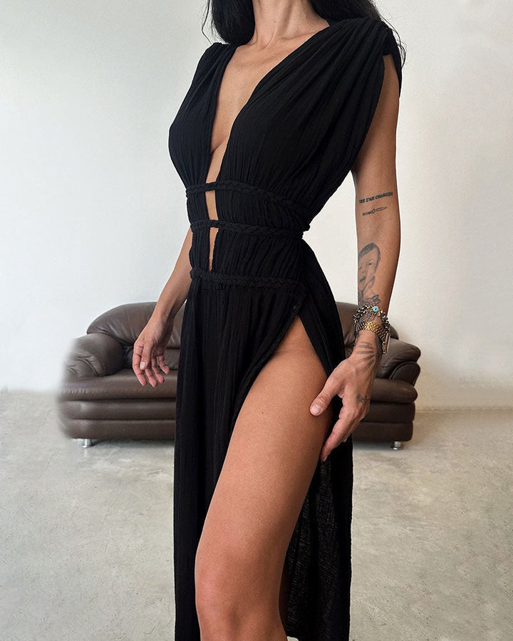Theresa Wernigerode | Texturiertes Kleid mit Schlitz