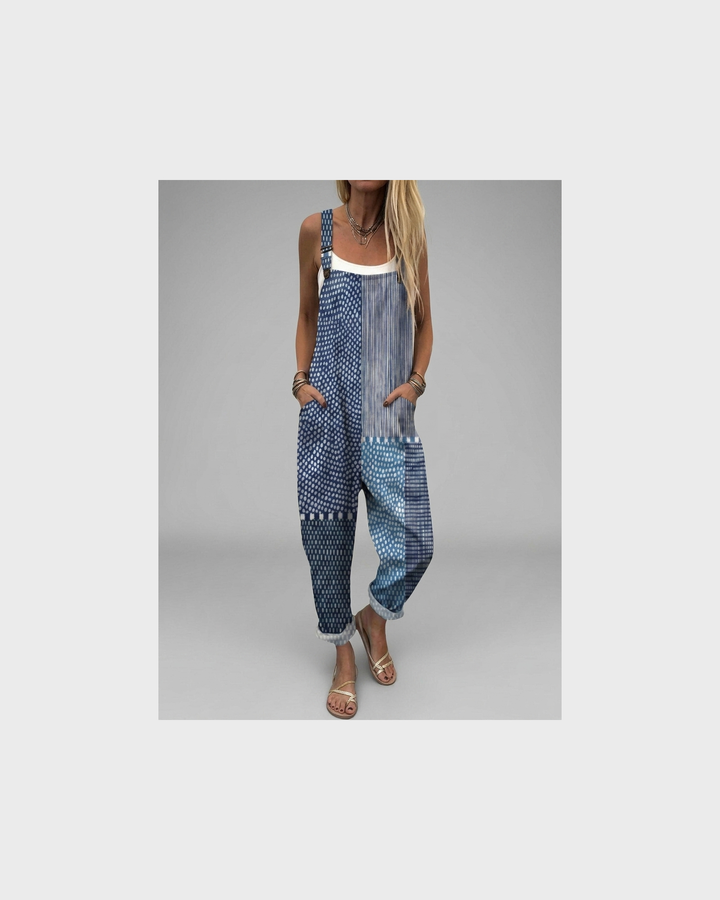 Greta Stralsund | Latzhose im Boho-Patchwork Blau