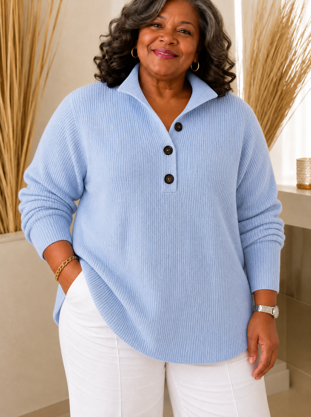 V-Neck Polo Jumper for Women