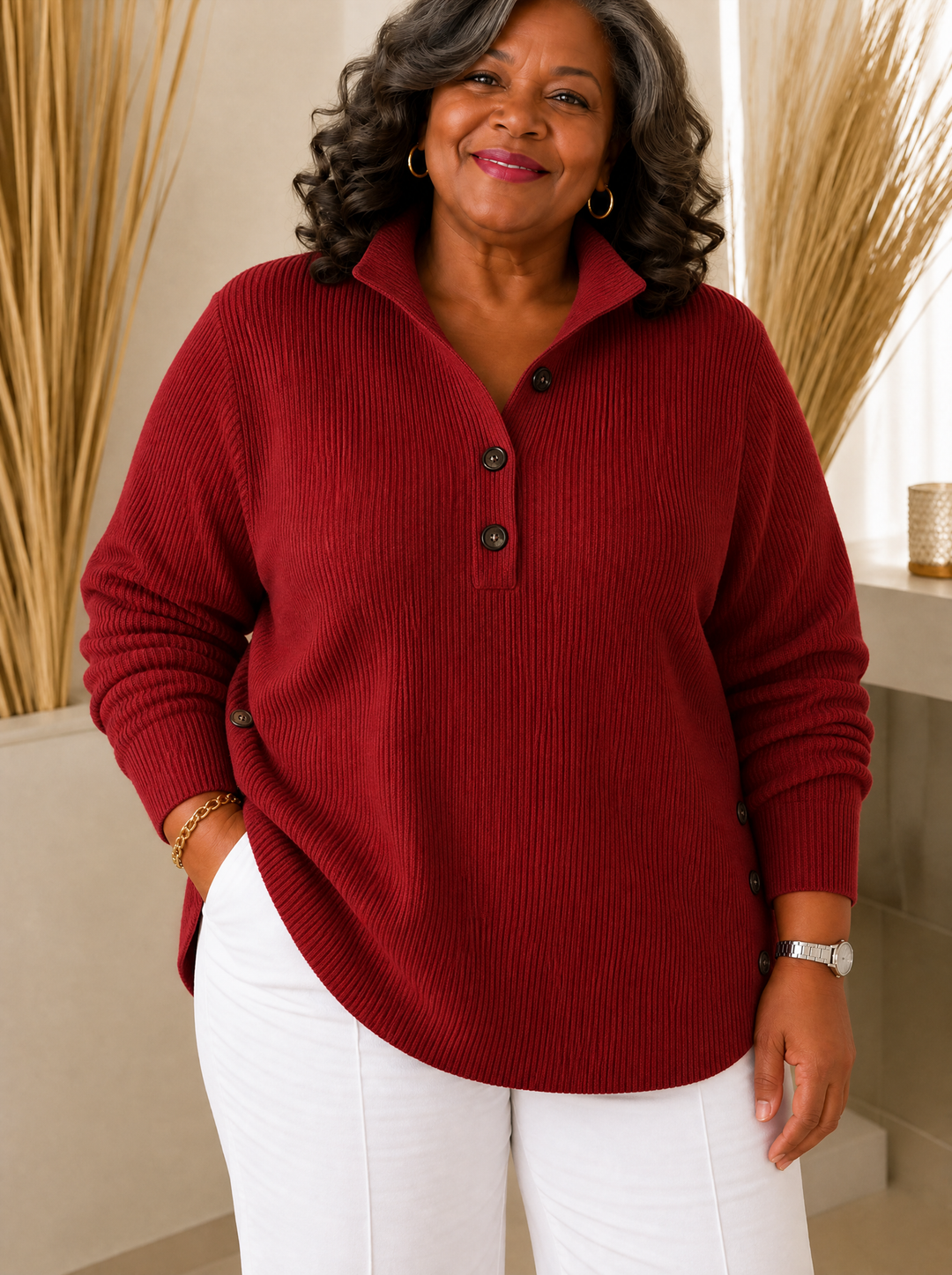 V-Neck Polo Jumper for Women
