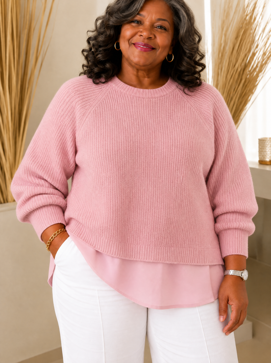 Layered-Look Jumper for Women