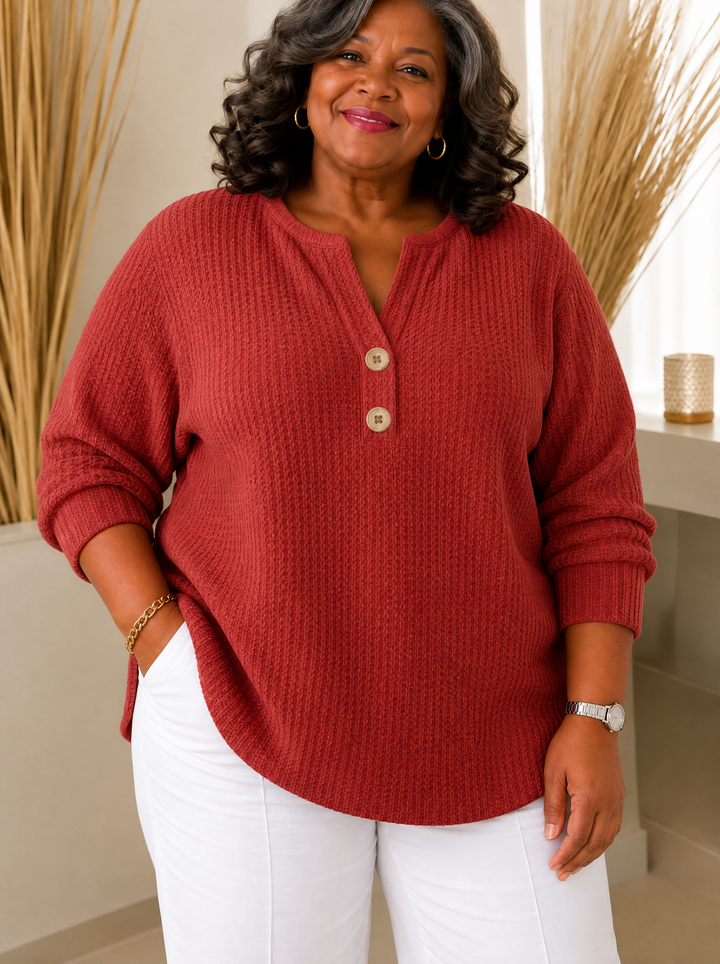 Henley Button Top for Women
