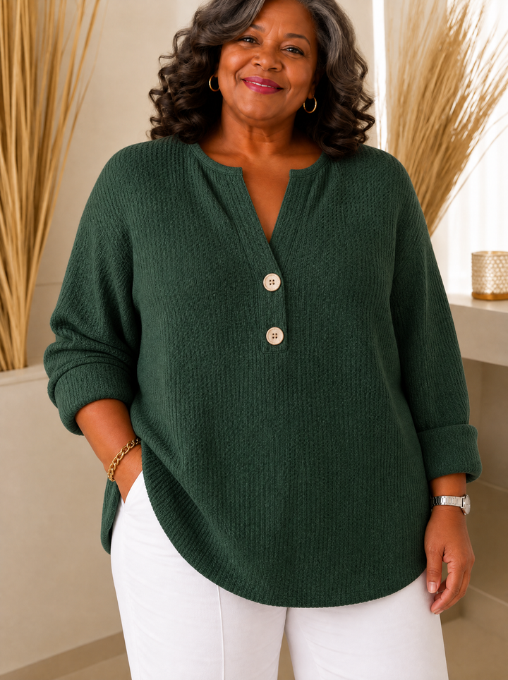 Henley Button Top for Women