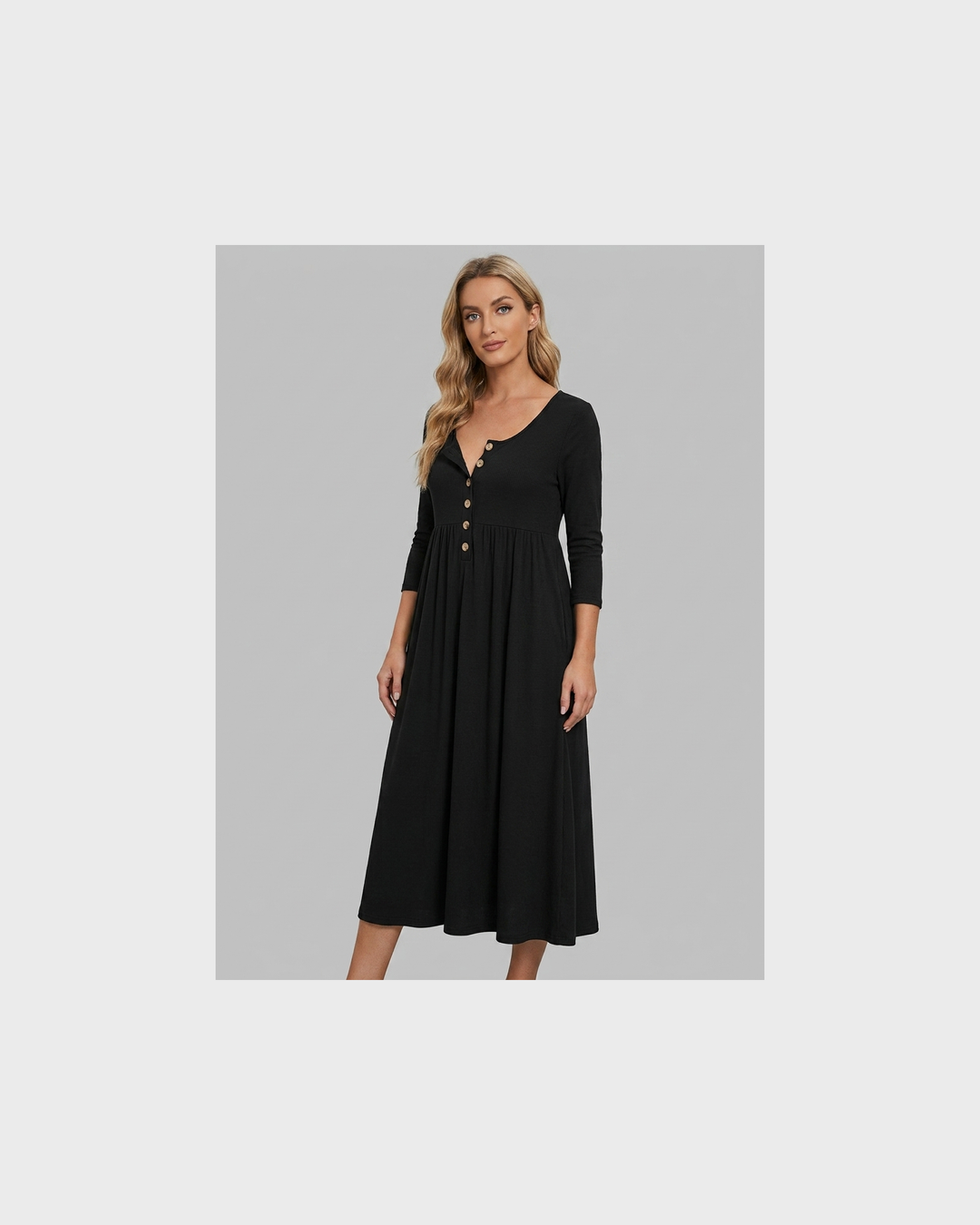 Ida Bamberg | Midi-Kleid mit Knöpfen Vorn