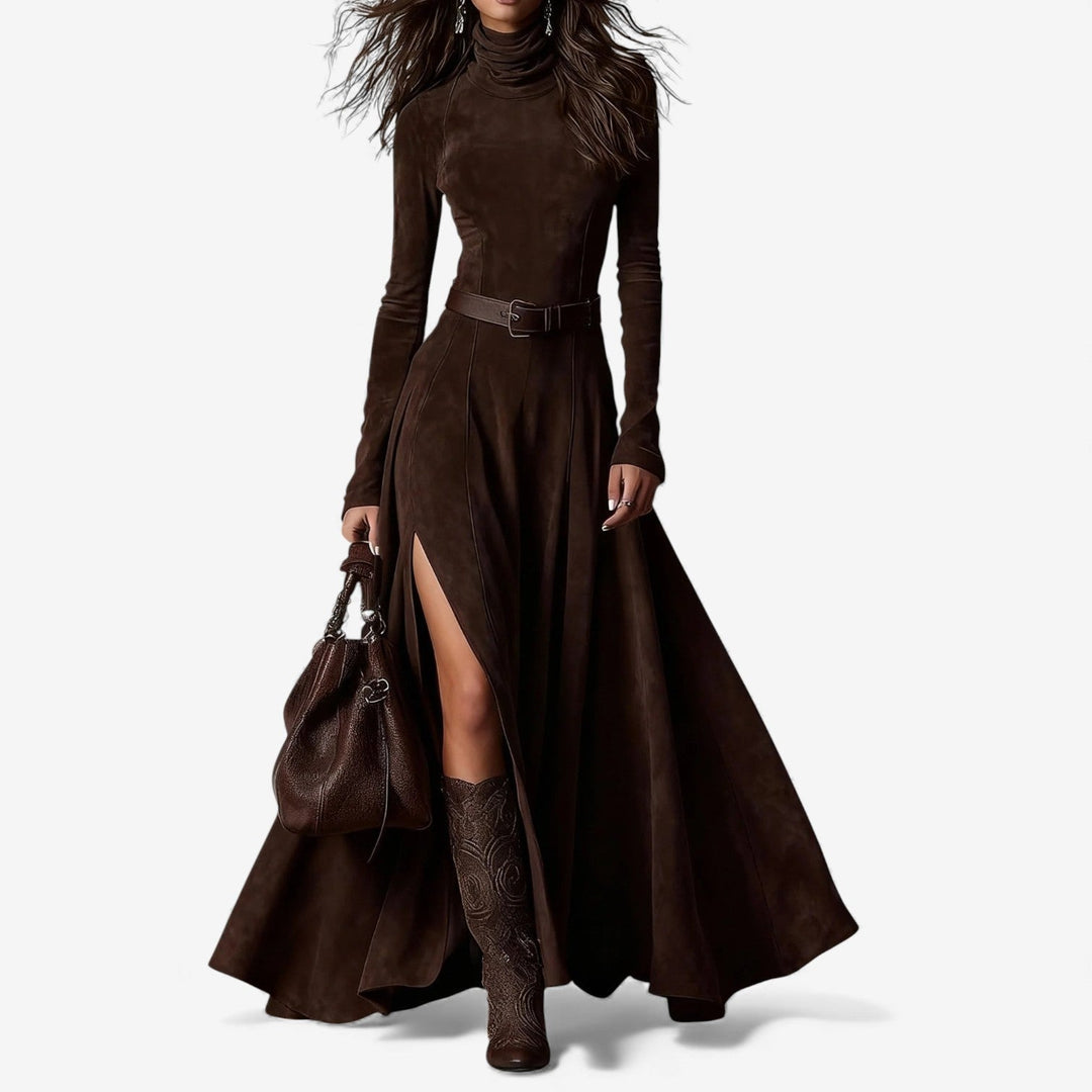 Elise Konstanz | Elegantes Langes Kleid mit Inkludiertem Gürtel