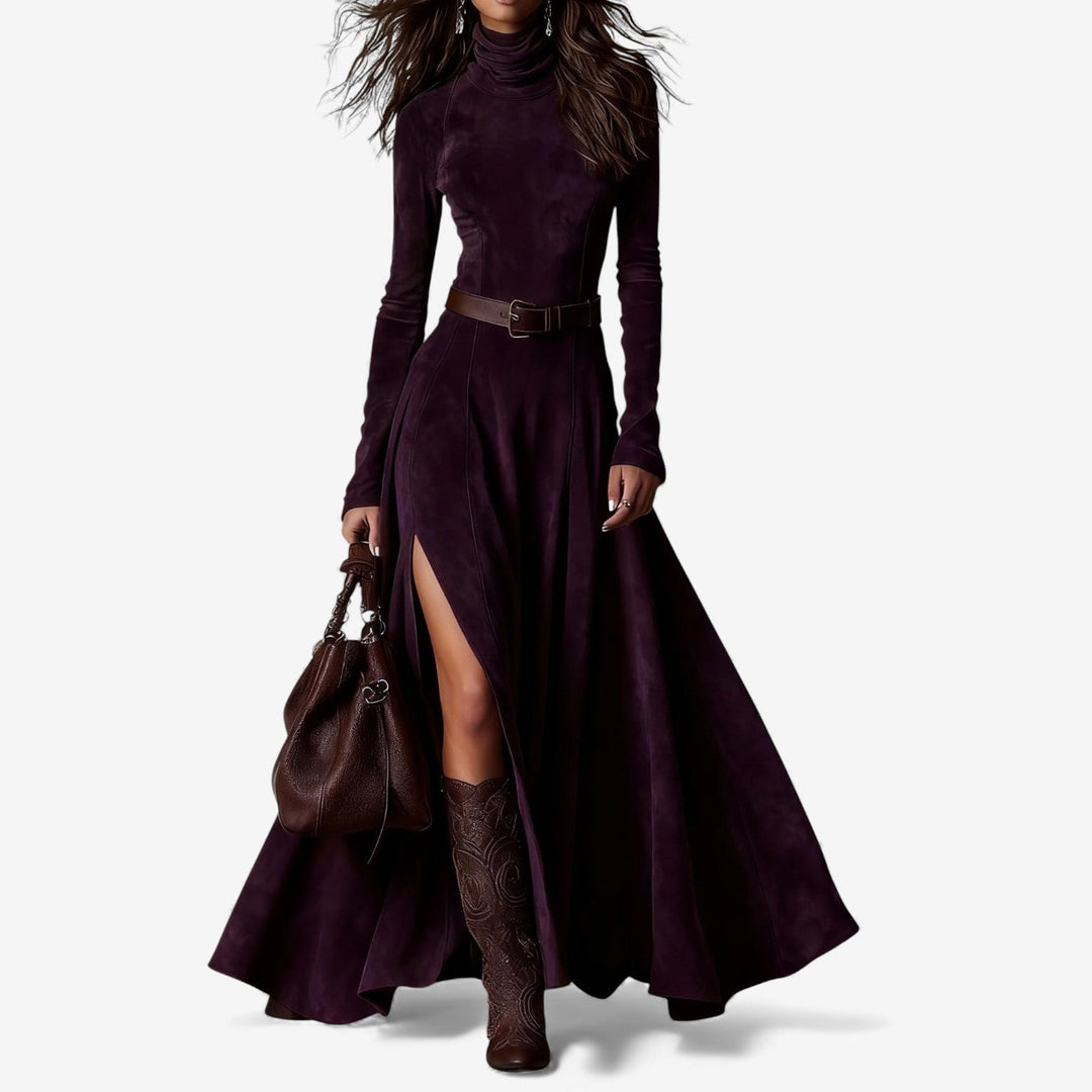 Elise Konstanz | Elegantes Langes Kleid mit Inkludiertem Gürtel
