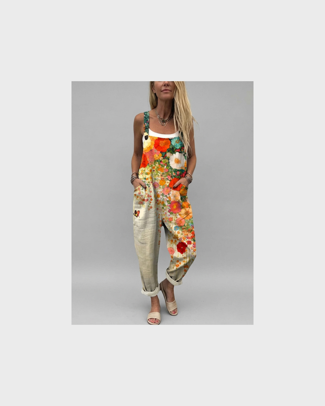 Isolde Freiburg | Latzhose mit Blütenmeer Orange