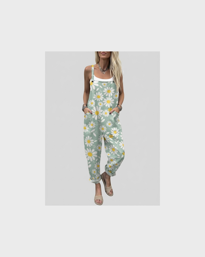 Josefine Dresden | Salbeigrüne Latzhose mit Margeriten
