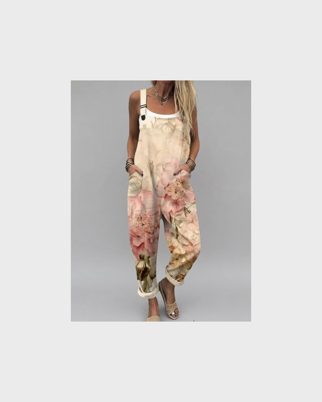 Josefine Trier | Latzhose mit Aquarell-Rosen Creme