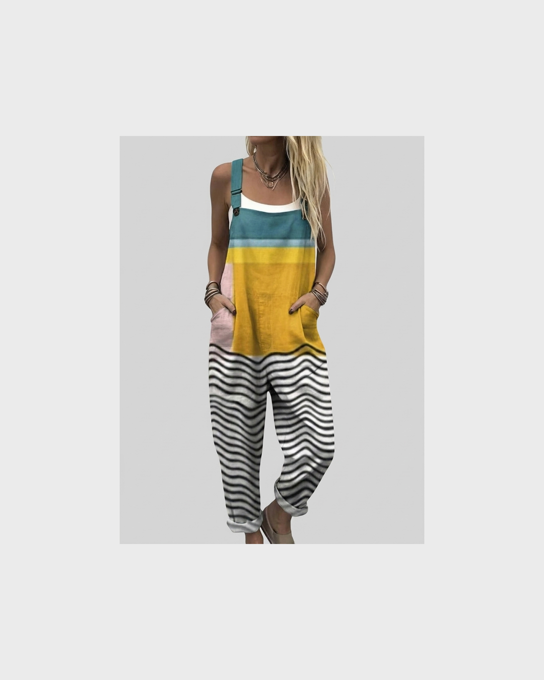 Katharina Wernigerode | Color-Block Latzhose Petrol-Gelb