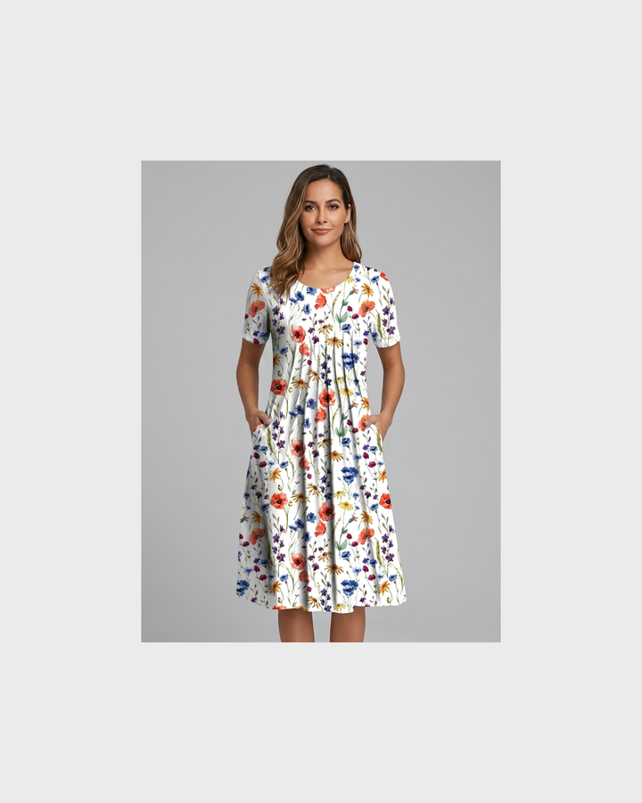 Lena Bamberg | Elegantes und Lässiges Blumenkleid mit Taschen