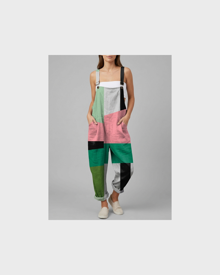 Luise Weimar | Geometrische Latzhose Mint-Rosa