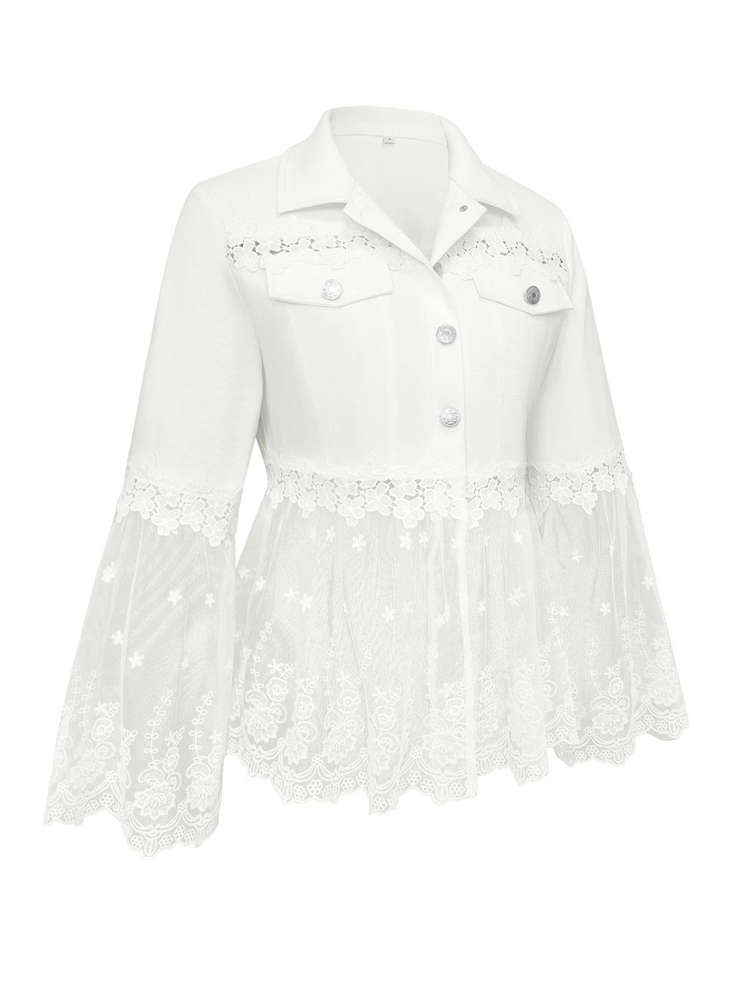 Susanne™ | Weiße Jacke mit durchbrochenem Volant