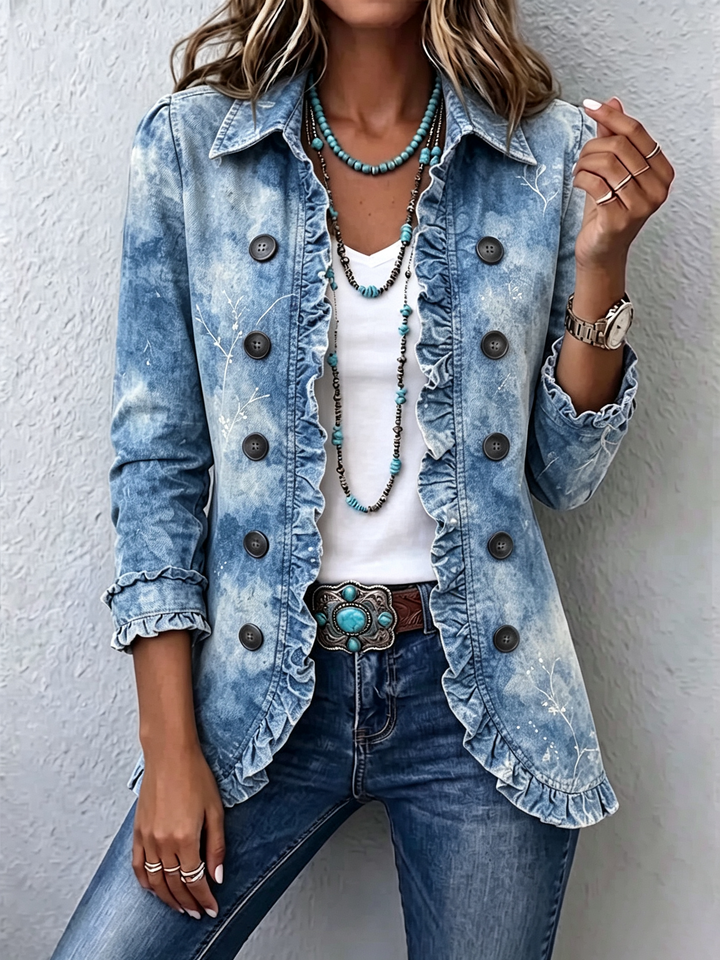 Kerstin™ | Blazer in Hellblau mit Batik-Effekt
