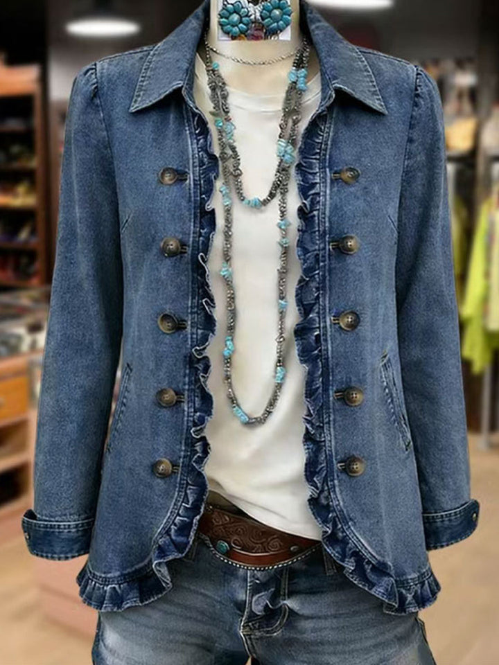 Dagmar™ | Blazer in Blau mit Rüschen