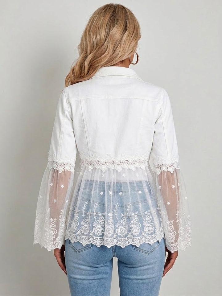 Susanne™ | Weiße Jacke mit durchbrochenem Volant