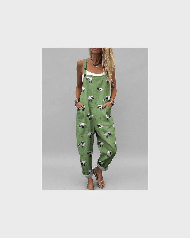 Ottilie Ansbach | Grüne Latzhose mit Schafmotiv