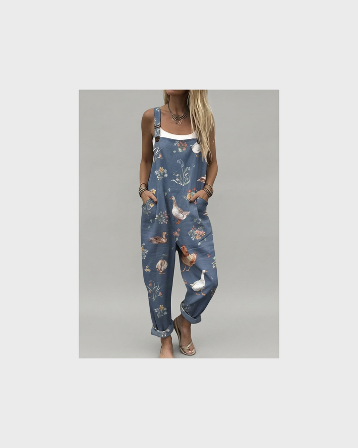 Ottilie Dresden | Latzhose mit Gänse-Motiv Blau