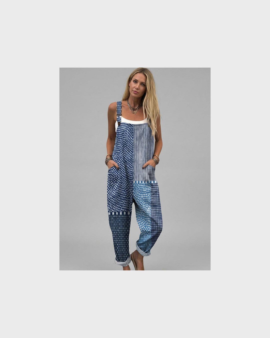 Ottilie Marburg | Boho-Latzhose Blau mit Patchwork
