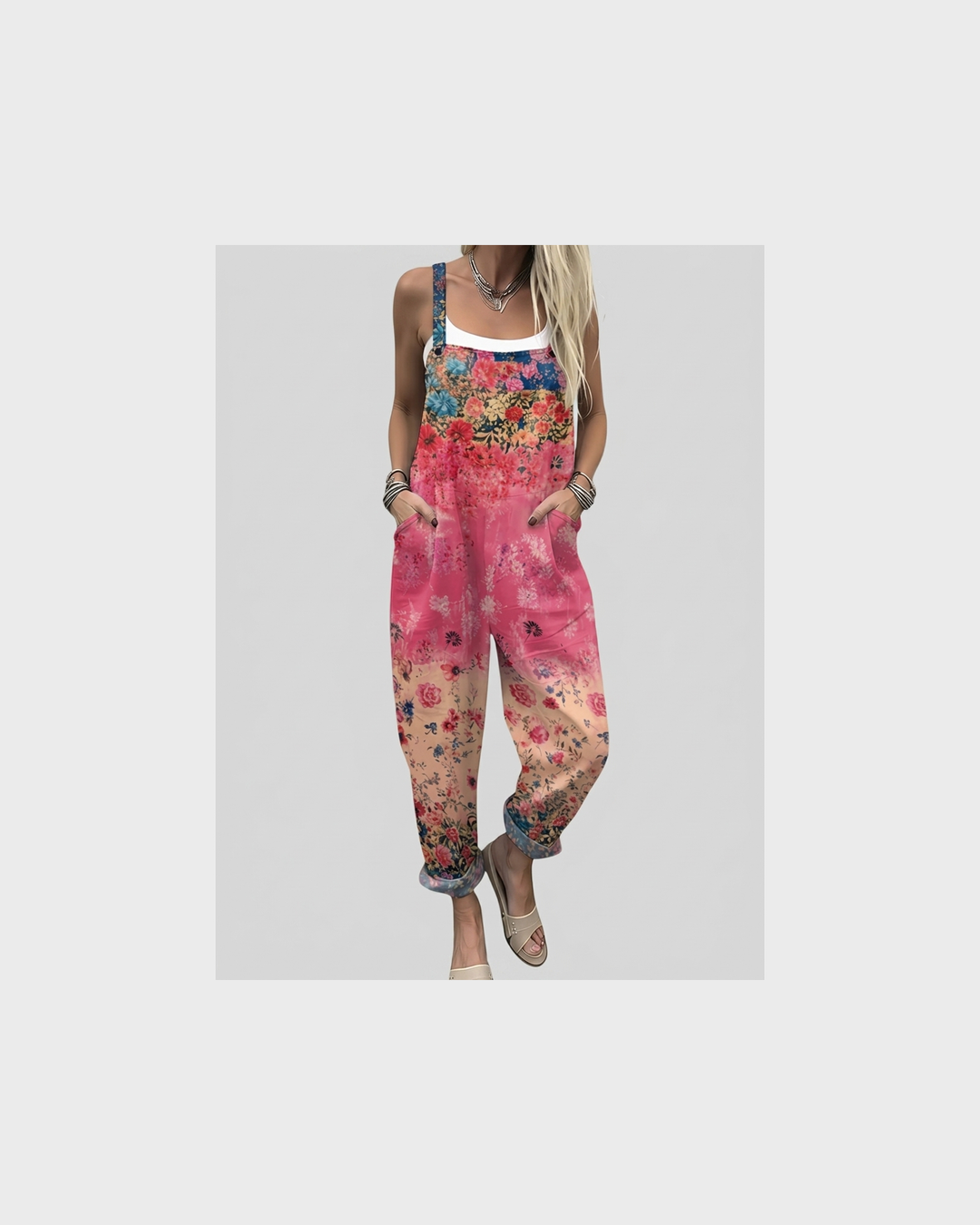 Rosalinde Coburg | Florale Latzhose Koralle-Pink