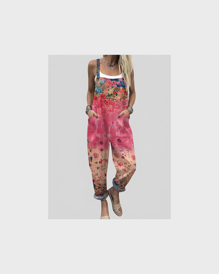 Rosalinde Coburg | Florale Latzhose Koralle-Pink