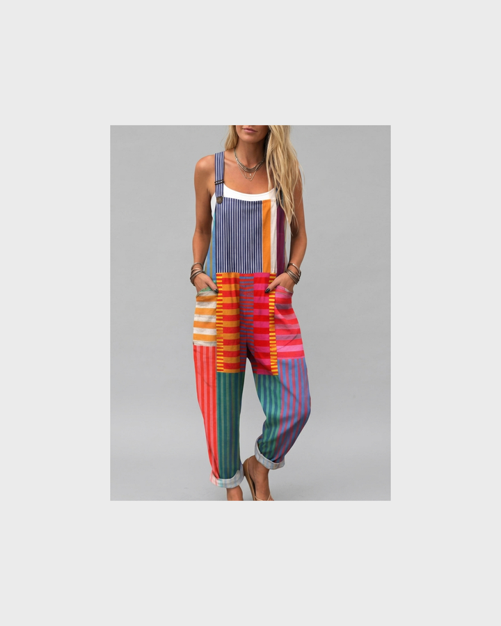 Sieglinde Dresden | Bunte Latzhose mit Streifenmix