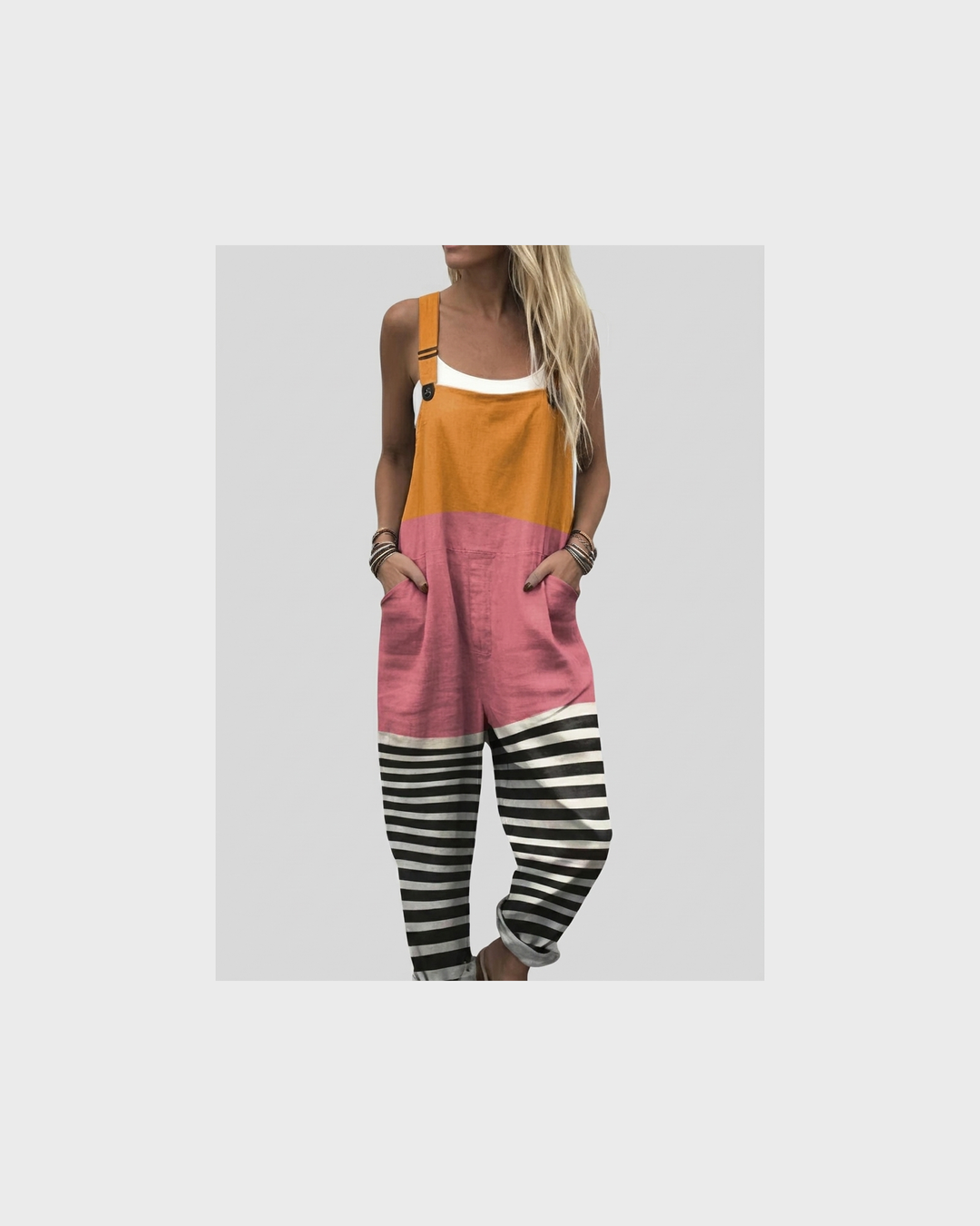 Sofia Wernigerode | Color-Block Latzhose Orange-Rosa